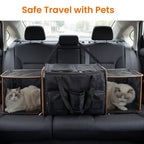 2 in 1 Large Cat Carrier with Rolling Wheels and Expandable Design - Black