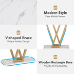 White Console Table with V Leg Frame - Gold