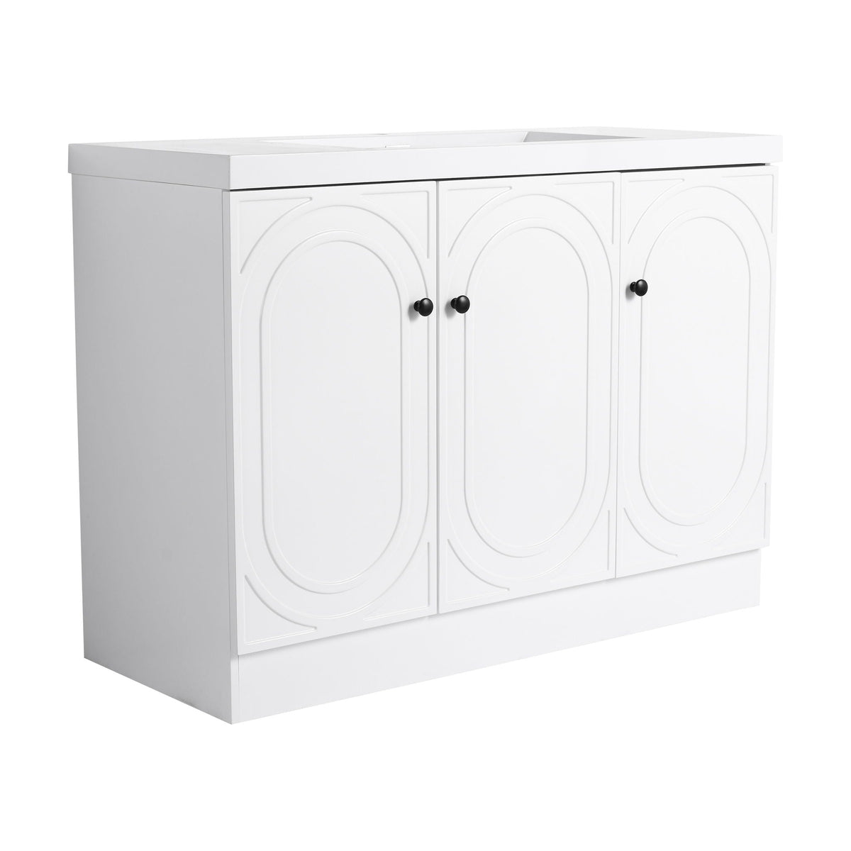 Contemporary Freestanding Bathroom Vanity with Resin Sink & Soft-Close Cabinet Doors - White, Dark Green, or Pearl