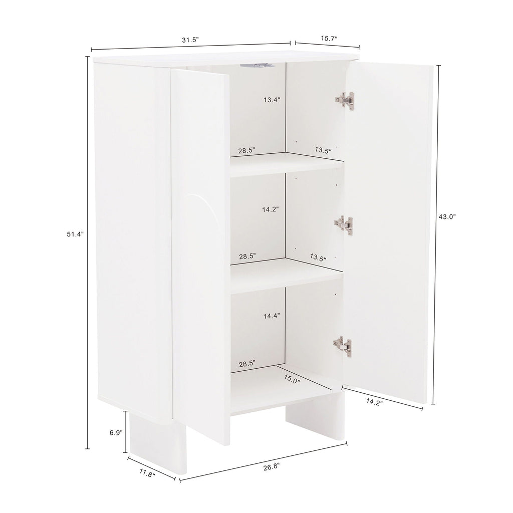 Accent Cabinet with Soft Close Doors and Adjustable Shelves - White, Light Brown, or Green