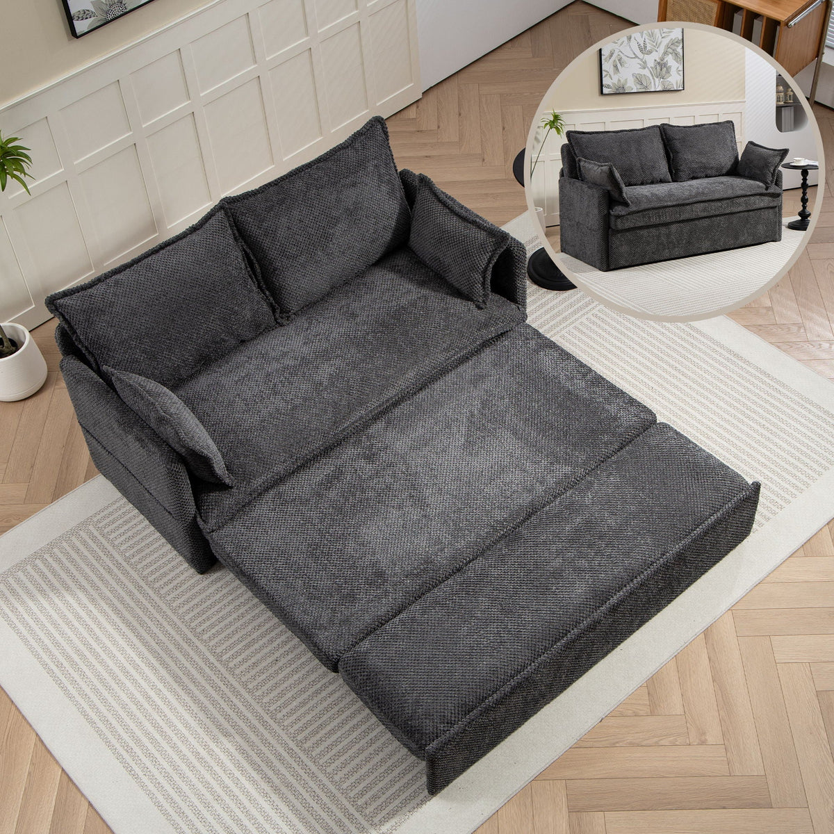 Convertible Sleeper Sofa Bed with Storage and USB/C Charging - Fabric