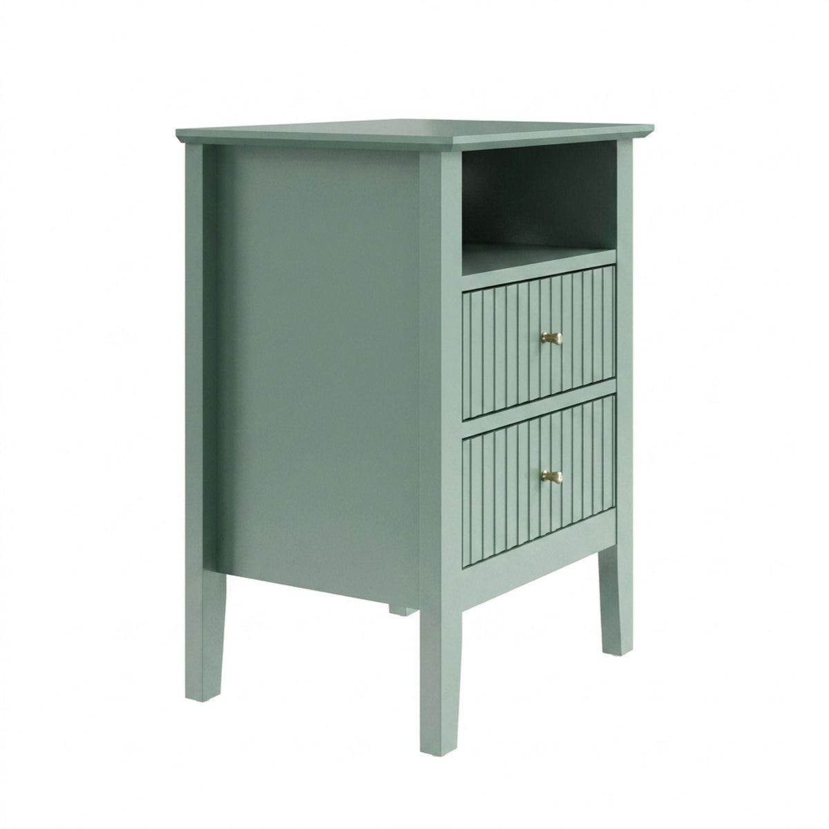 Fluted Nightstand with 2 Drawers and Soft-Close Slides - Multiple Colors