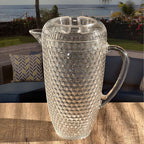 Diamond Cut Unbreakable Plastic Water Pitcher with Lid - Clear Acrylic