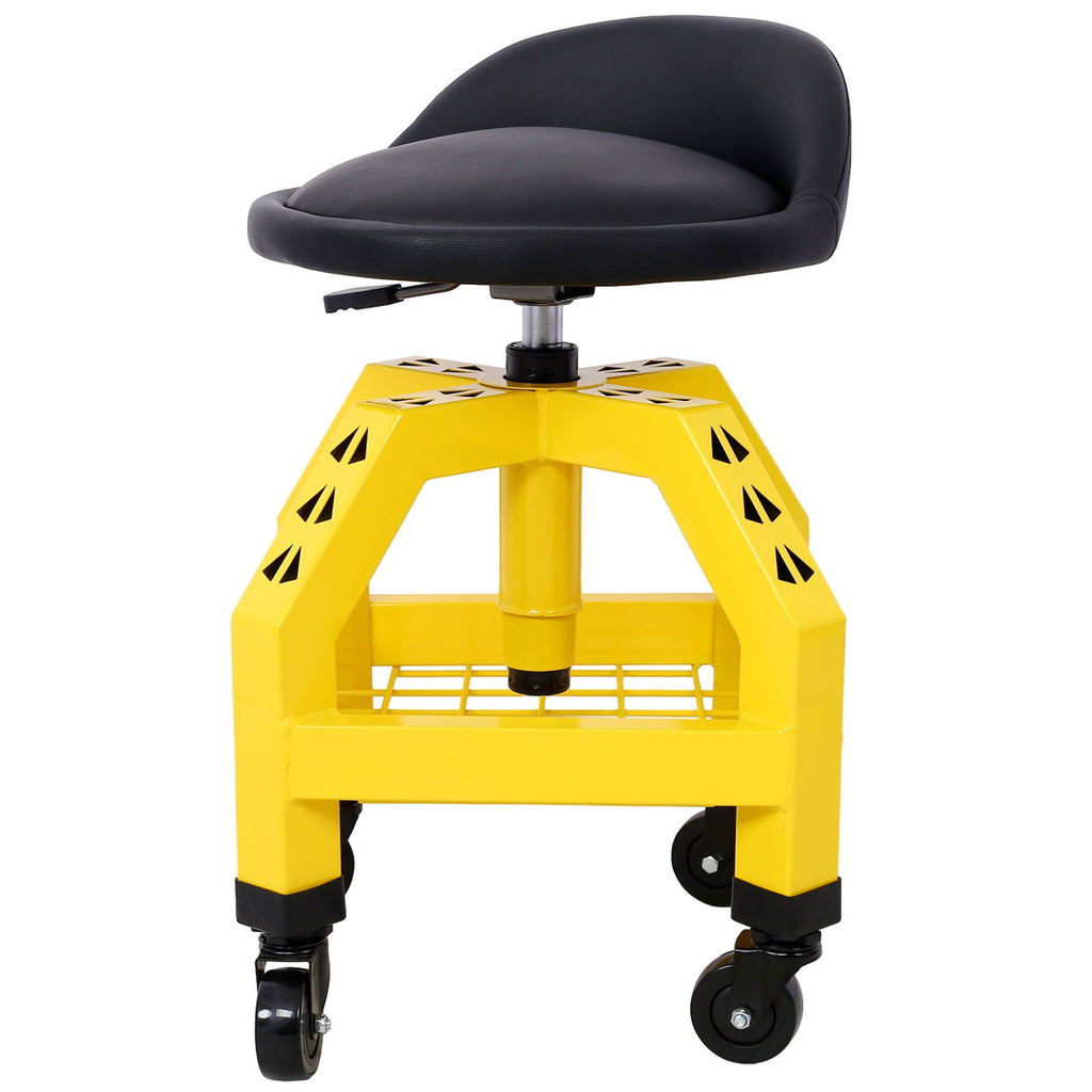 Pneumatic 360 Degree Swivel Creeper Stool with Adjustable Height - Red, Yellow, Green, Dark Gray