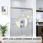 Semi-Frameless Double Sliding Shower Door with Tempered Glass - Clear