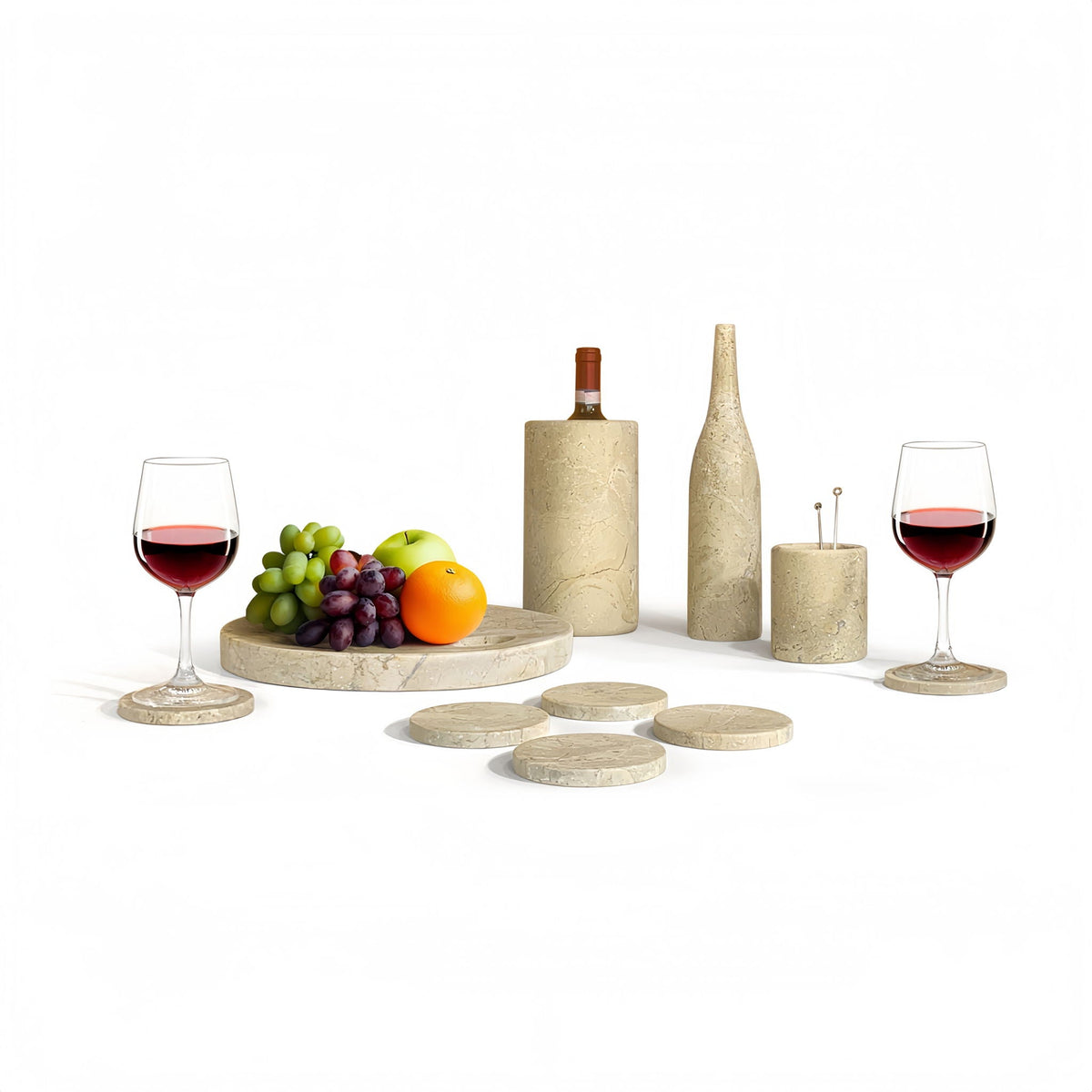 10 Pieces Luxury Natural Marble Dining Room Accessories Set