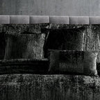 Black Crinkle Velvet Comforter Set with Plush Fill - 7 Piece