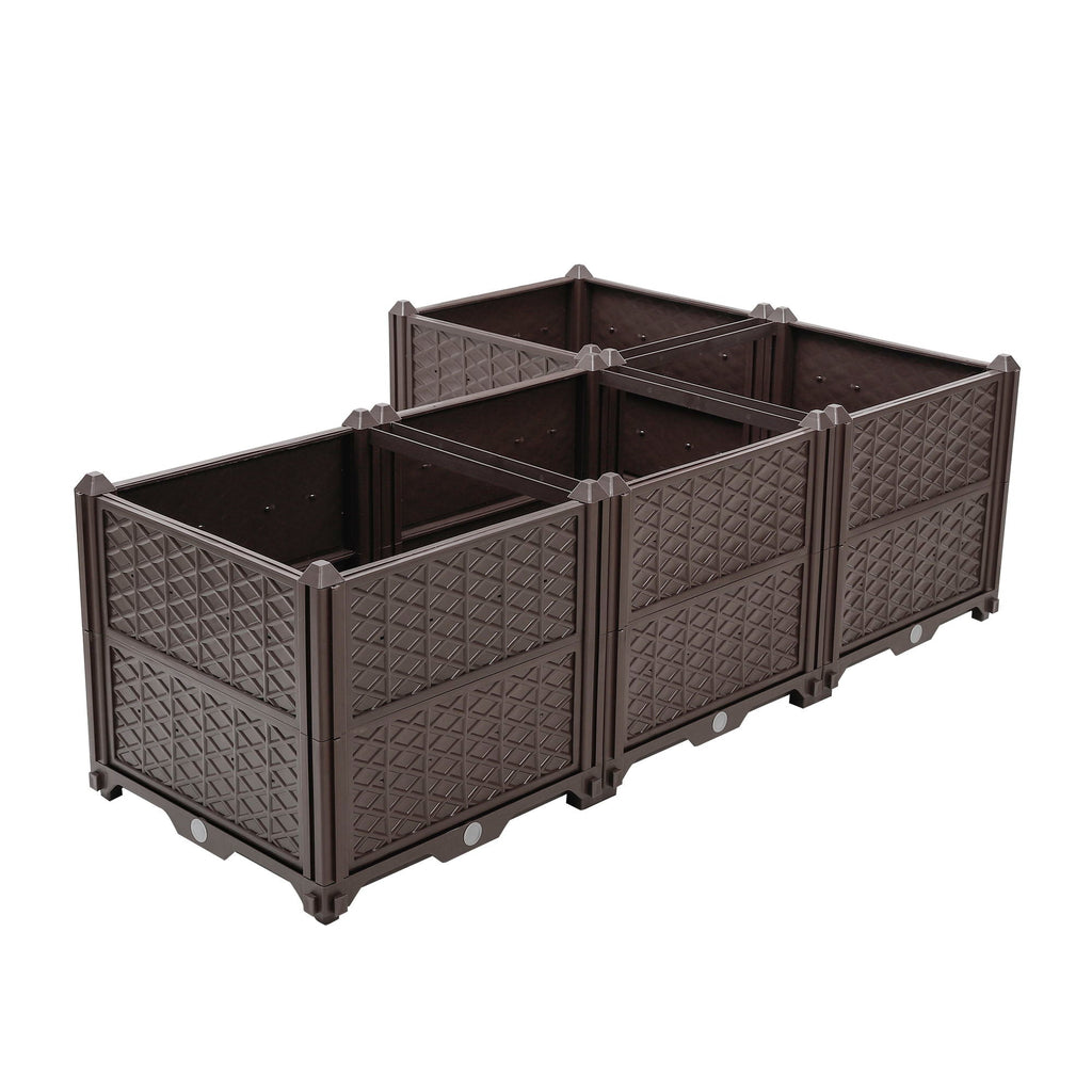 Rectangular Plastic Planting Box Kit with Water Barrier - Coffee
