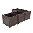 Rectangular Plastic Planting Box Kit with Water Barrier - Coffee