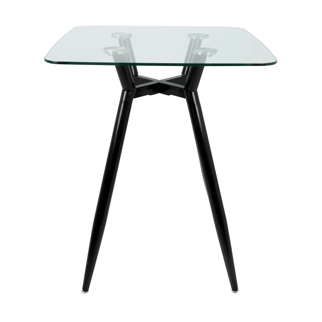 Mid Century Modern Square Counter Table with Sturdy Metal Base - Dark Brown or Black