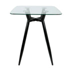 Mid Century Modern Square Counter Table with Sturdy Metal Base - Dark Brown or Black