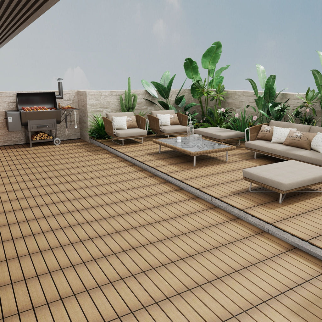 Weather Resistant Interlocking Deck Tiles - Light Brown or Dark Gray