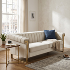 Modern Velvet Sofa with Gold Accents - Chesterfield Design - Black Velvet