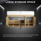 Modern Bathroom Vanity Combo with Single Resin Sink and Storage Cabinet - Light Brown