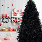 6-Foot Pre-Lit Black Christmas Tree with 350 LED Lights - Black