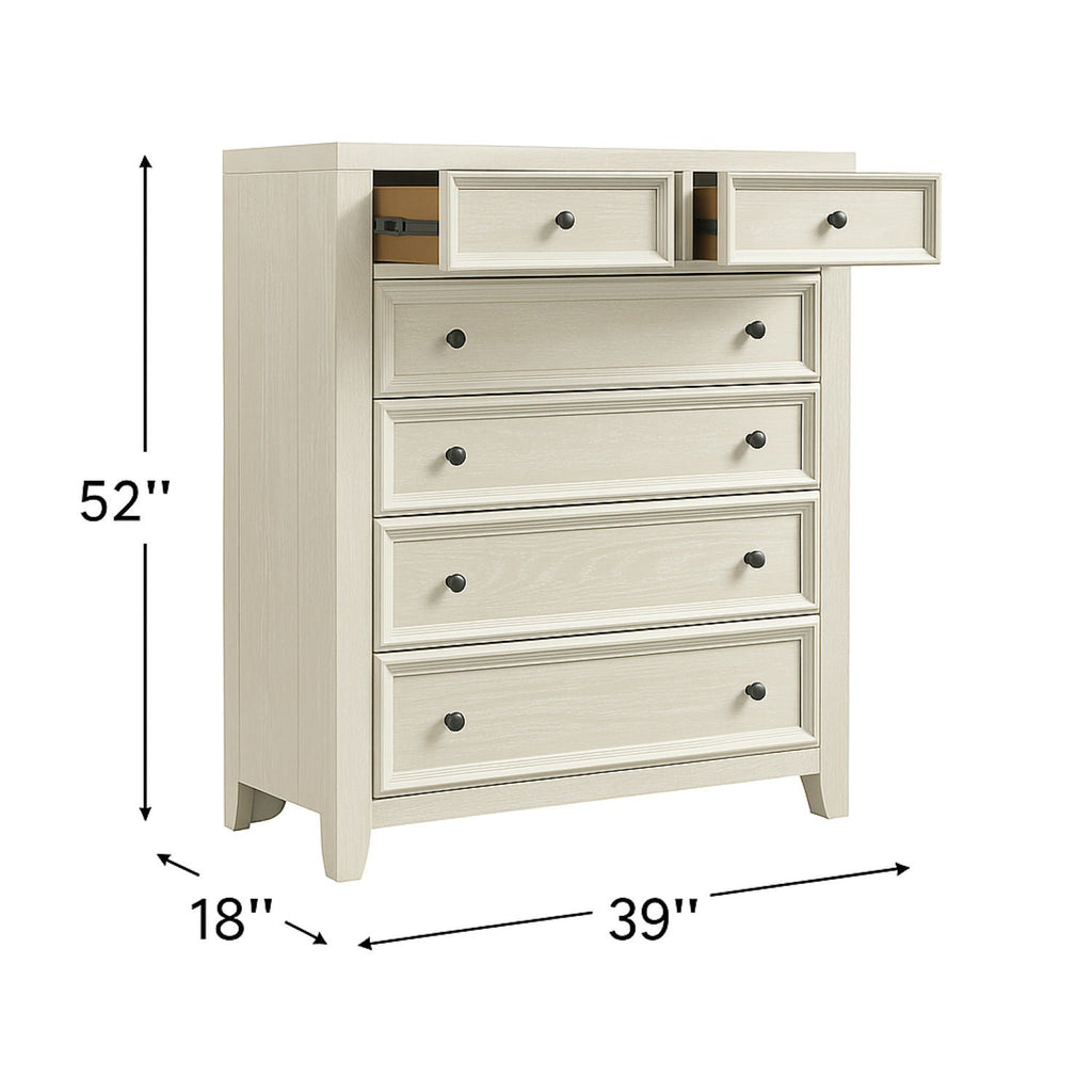 6 Drawer Chest with Smooth Slides - Black or White