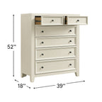 6 Drawer Chest with Smooth Slides - Black or White