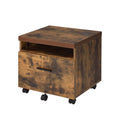 Weathered Oak File Cabinet with Drawer and Caster Wheels - Black