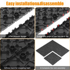 Stone Texture 12" Patio Deck Tiles with Interlocking Design - Polypropylene, 44 pcs