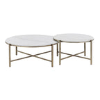 Marble Top Nesting Table Set with Metal Frame - White