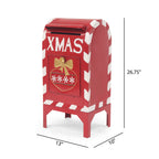 Red Iron Christmas Mailbox Decoration with Sturdy Iron Construction - Red