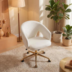 Adjustable White Office Chair with Ergonomic Support - Velvet Finish
