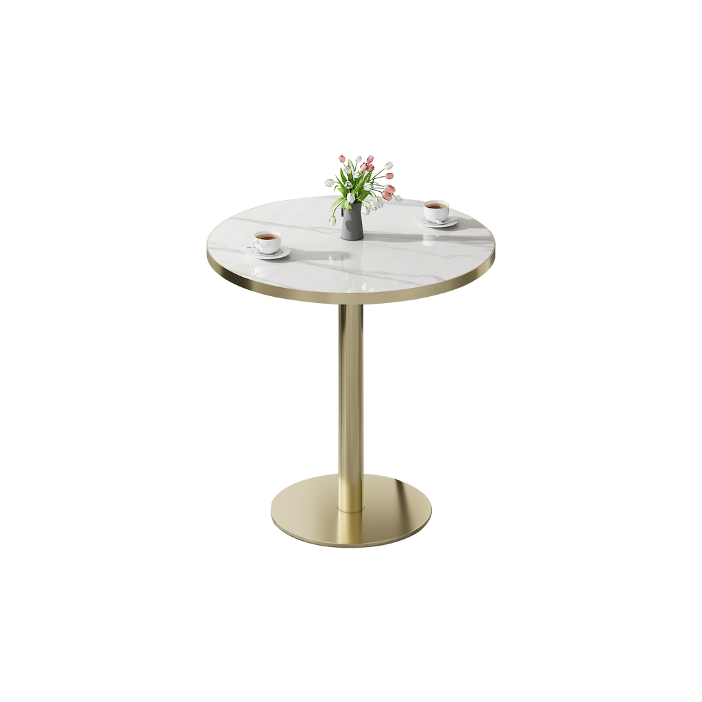 Round Modern Tulip Dining Table with Sintered Stone Top - Faux Marble