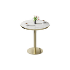 Round Modern Tulip Dining Table with Sintered Stone Top - Faux Marble