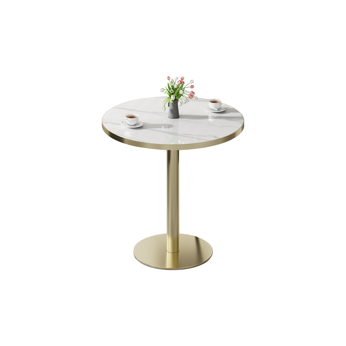 Round Modern Tulip Dining Table with Sintered Stone Top - Faux Marble