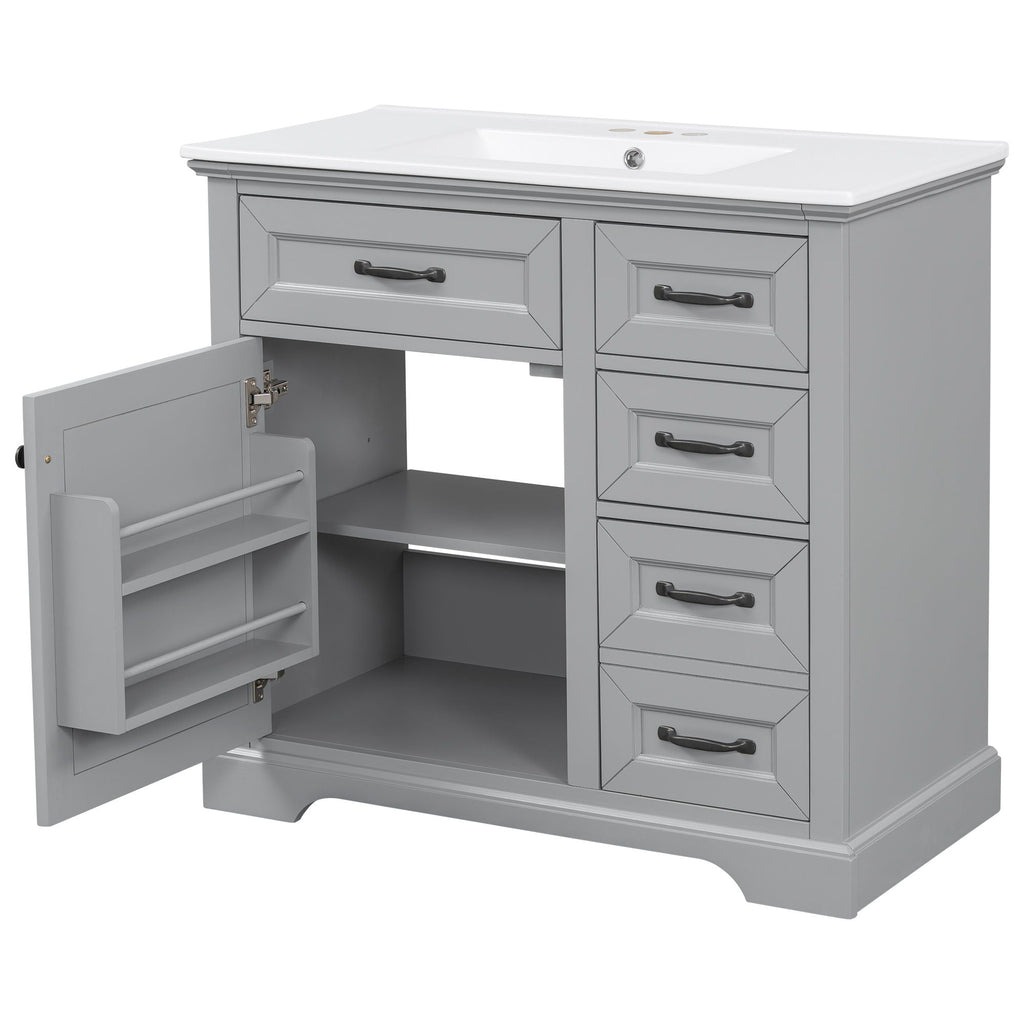 36" Bathroom Vanity with Sink and Soft Close Hinges - Dark Gray or White