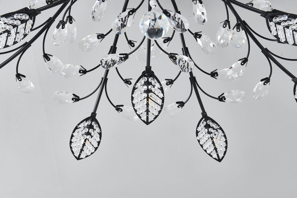 15-Light Chandelier with Crystal Accents - Matte Black