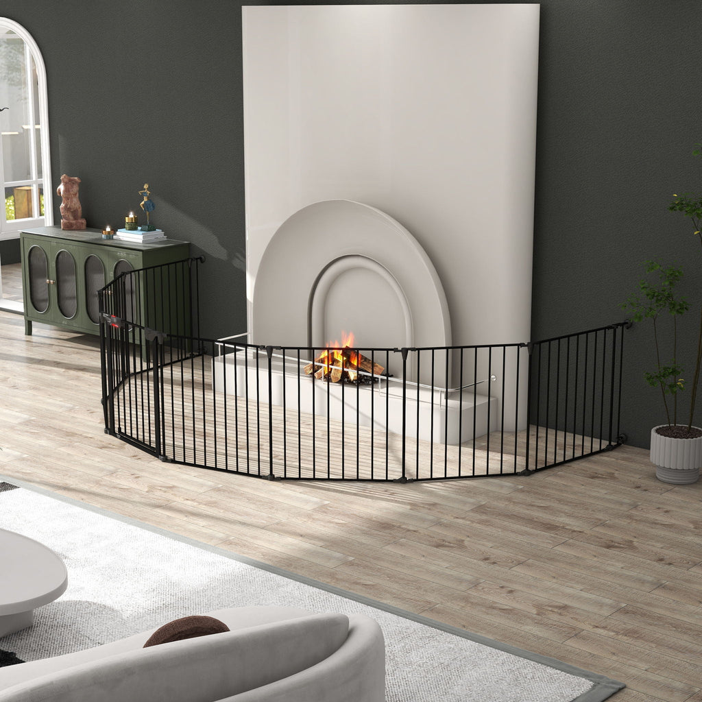 Adjustable Metal Safety Gate Play Yard with Pivoting Panels - Black