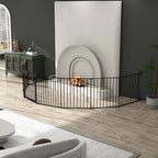 Adjustable Metal Safety Gate Play Yard with Pivoting Panels - Black