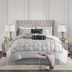 7 Piece Tufted Comforter Set Grey King