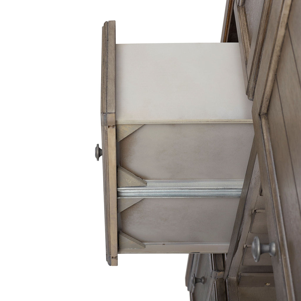 Rustic 2 Tone Server with Wine Storage - Gray