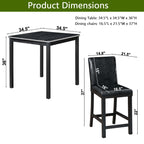 Counter Height 5 Piece Dining Set with Upholstered Chairs - Black or Pearl Silver