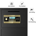 Large Double Door Digital Security Safe with Fireproof and Waterproof Bag - Black
