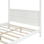 Canopy Platform Bed with Headboard and Footboard, Slat Support Leg - Queen