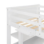 Twin Loft Bed with Drawers and Desk - White