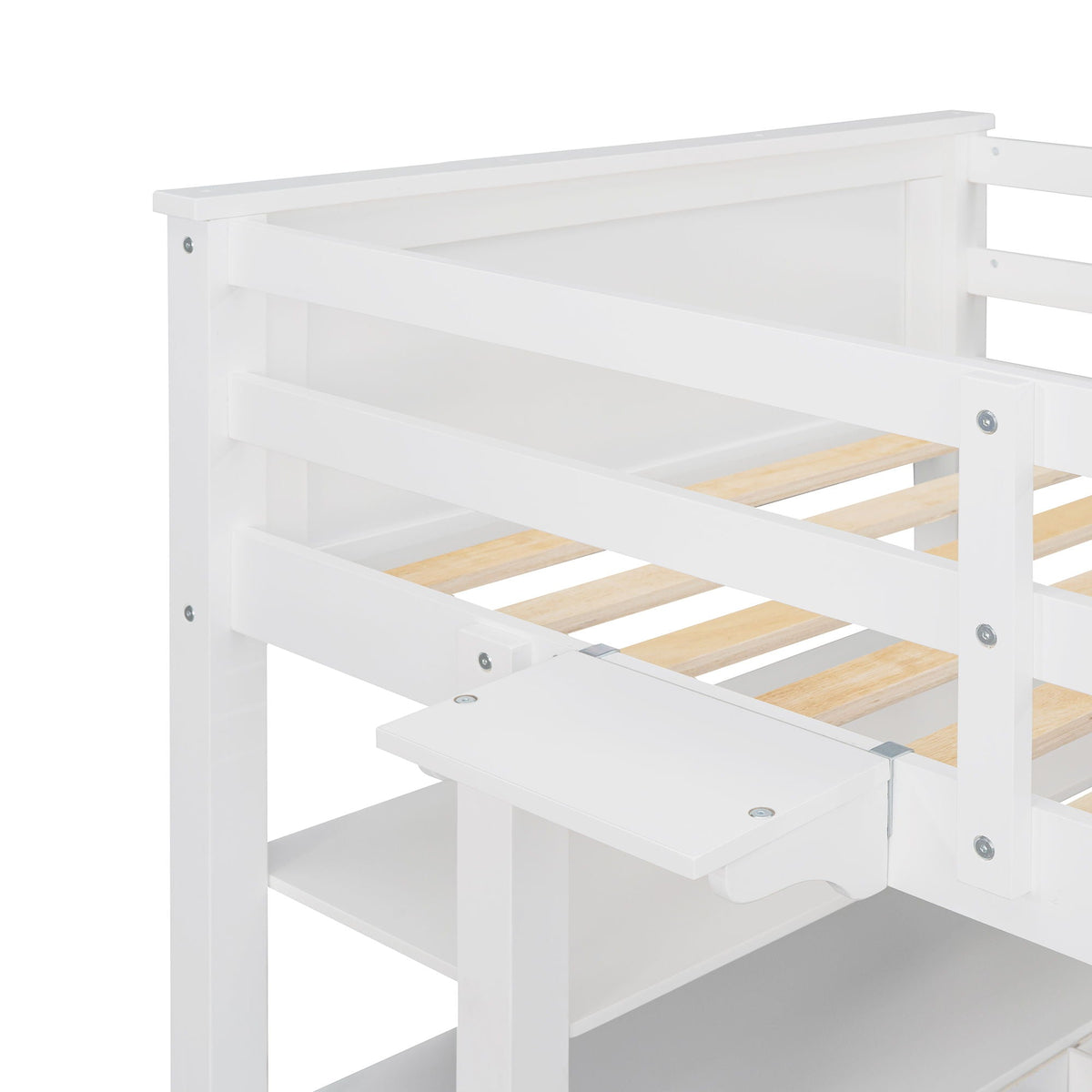Twin Loft Bed with Drawers and Desk - White
