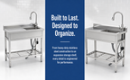 Stainless Steel Utility Sink with Large Compartment & Pull-Out Faucet - Silver