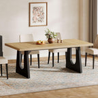 Large Rectangular Dining Table with Farmhouse Style - Light Brown or Black