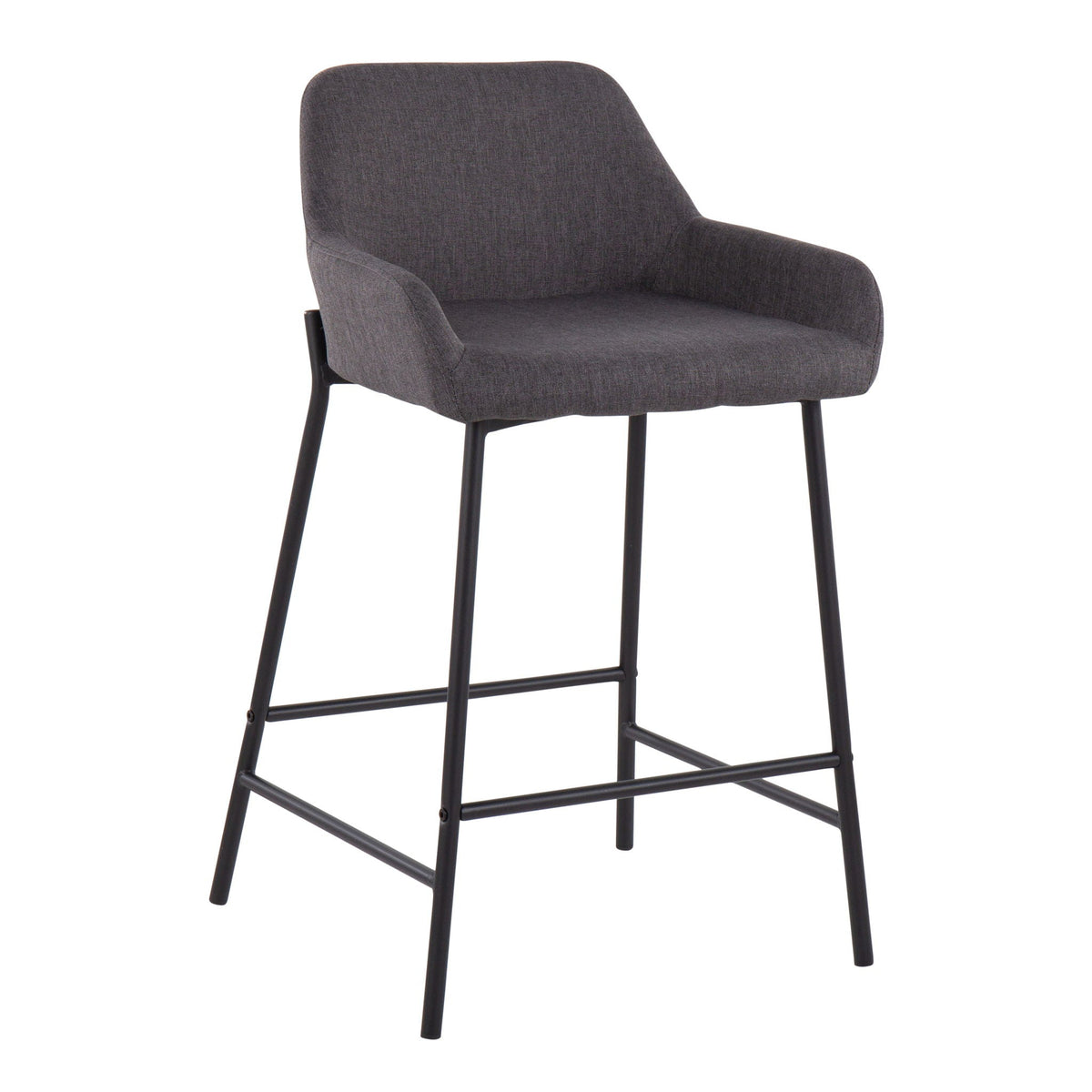 Industrial Fixed Height Counter Stool Set with Upholstered Seat - Multiple Colors