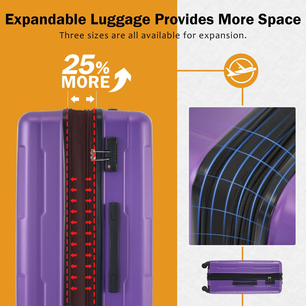 Expandable 2 Piece Luggage Set with TSA Lock and Spinner Wheels - Multiple Colors