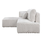 Ivory Sectional Sofa with Chaise - Corduroy Upholstery