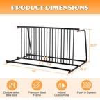 10-Bike Floor Rack with Double-Sided Storage - Metal