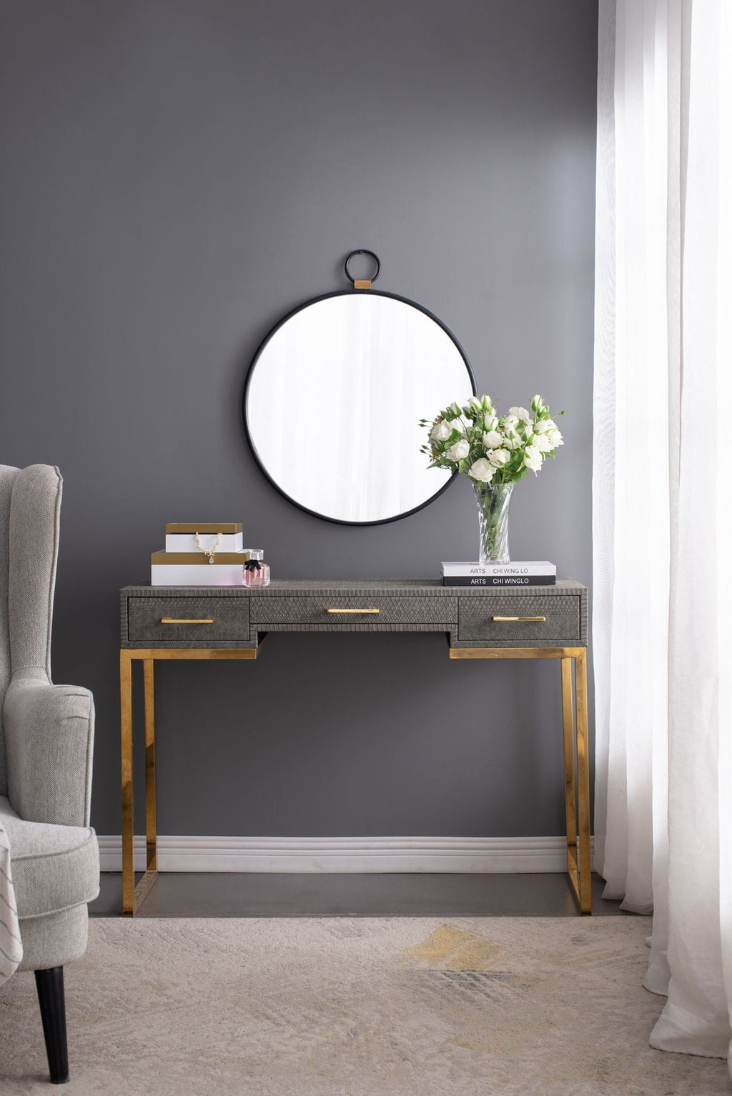 Black Contemporary Wall Mirror with Minimalist Frame - 24" W x 27.5" H