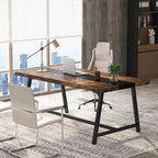Modern Rectangular Conference Table for 6-8 People with Durable Frame - Dark Gray or Dark Brown