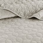 Ivory Velvet Quilt Set with Antimicrobial Finish - King/Cal King