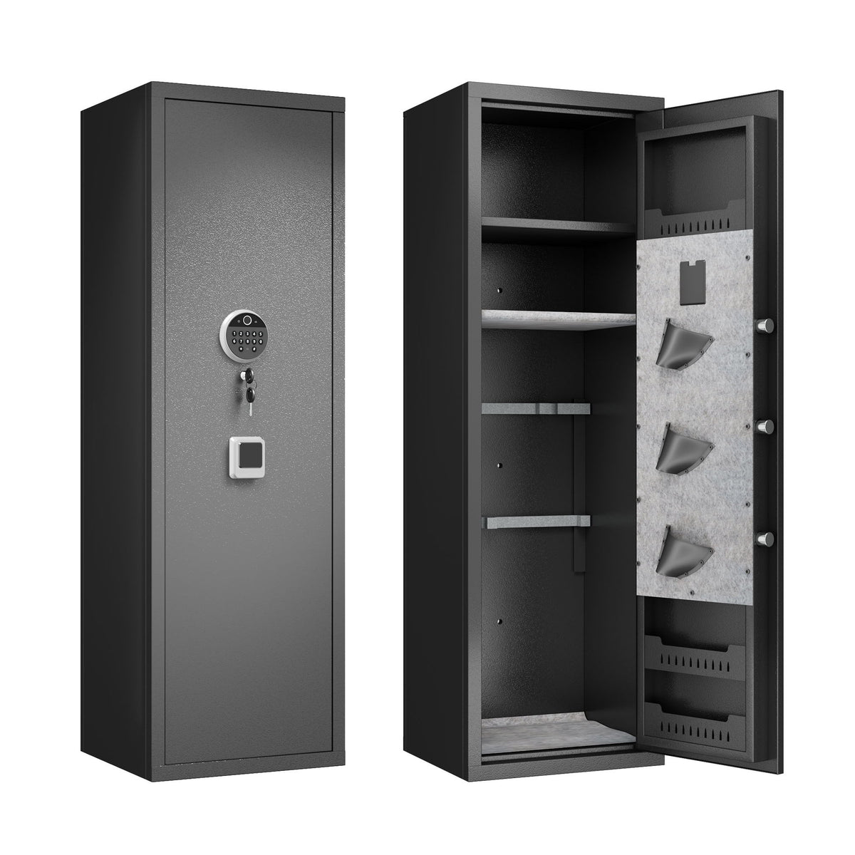 Fingerprint Keypad Safe with Quick Access - Black